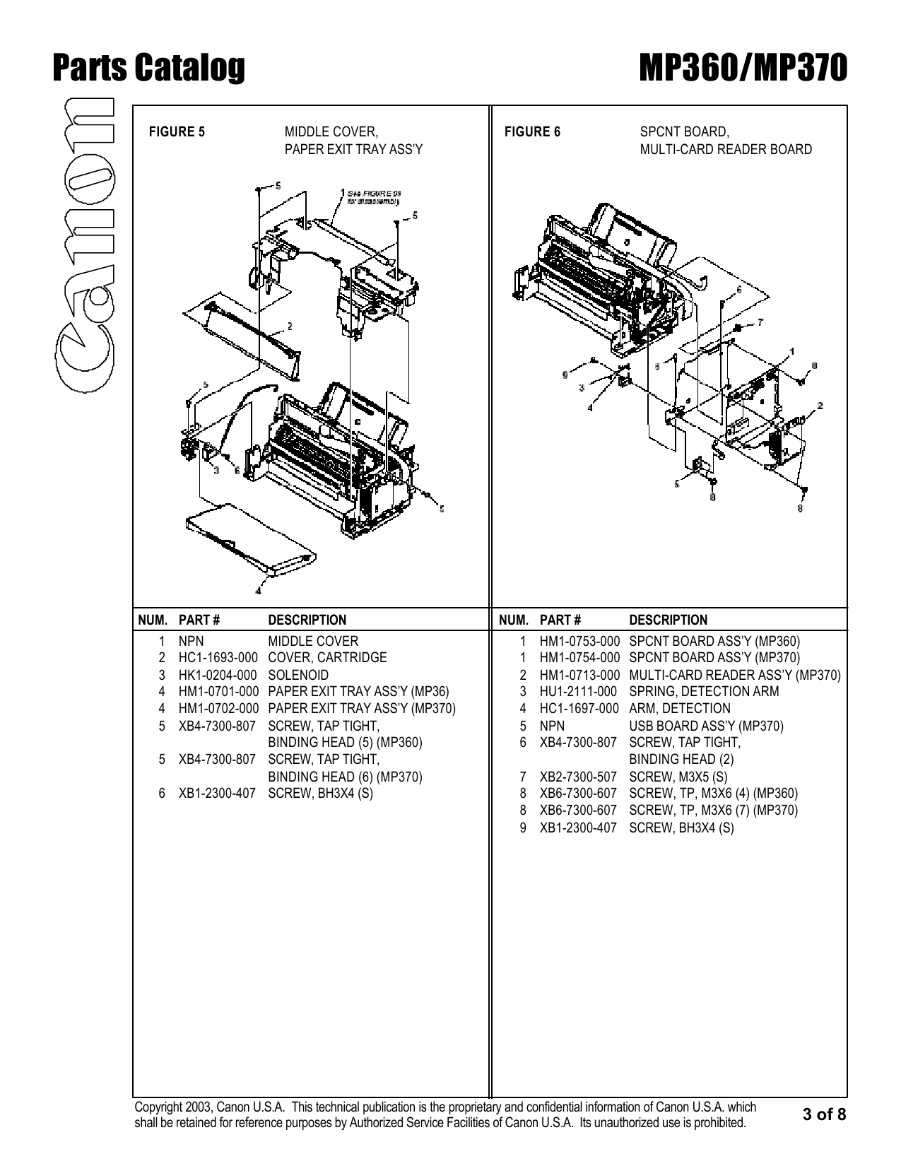 Canon MultiPASS MP-360 MP370 Parts Catalog Manual-3